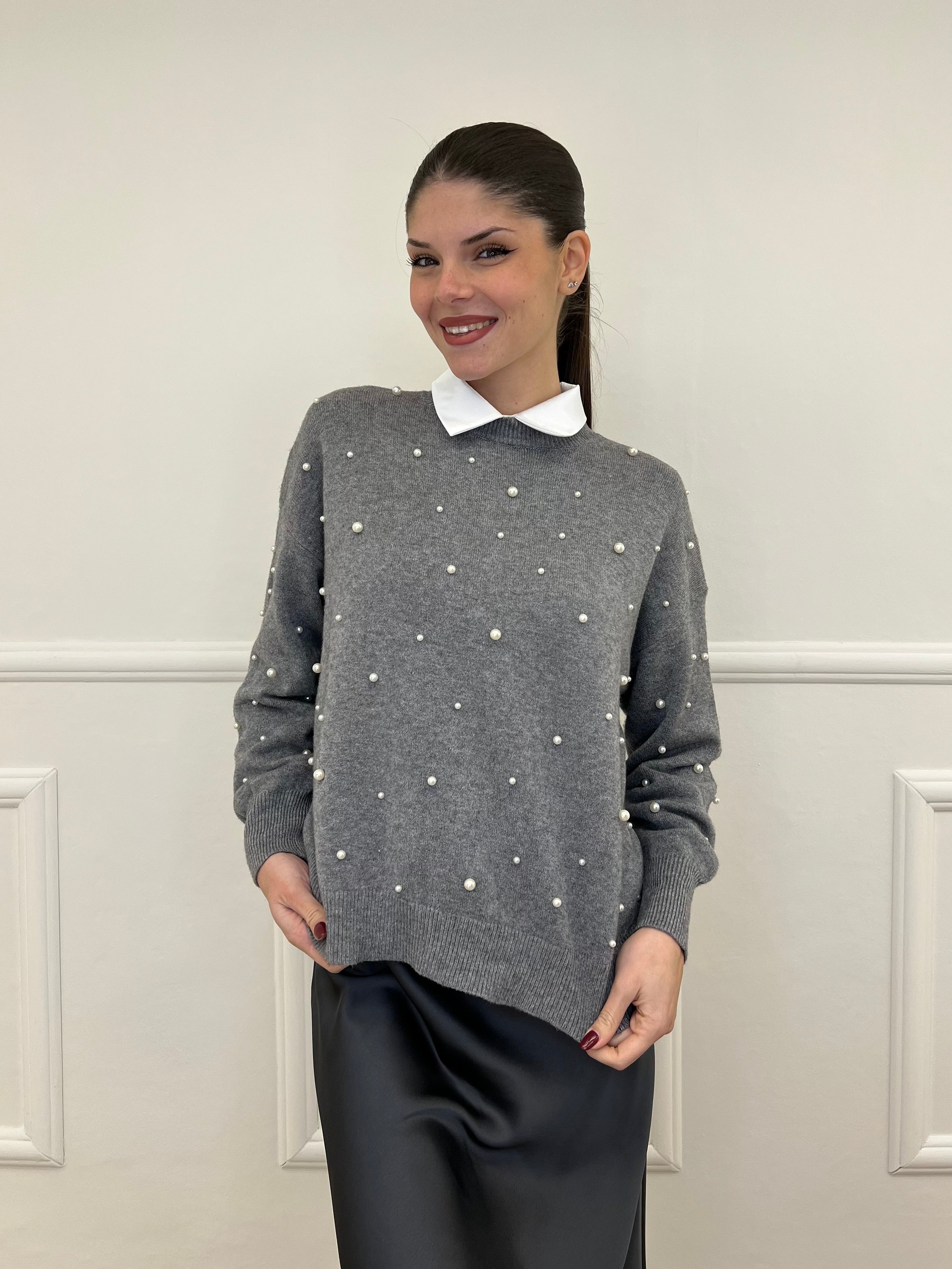 Maglia Perle Girocollo 7313 Grigio