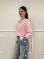 Maglia Jacquard Traforata 82618 Rosa