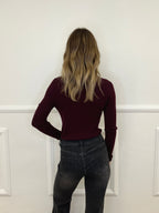 Maglia Slim a Costine KH1711 Burgundy