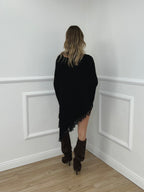 Maglia Lana Asimmetrica con Pizzo 25743 Nero