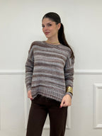 Maglia Girocollo Multicolor 25205 Marrone