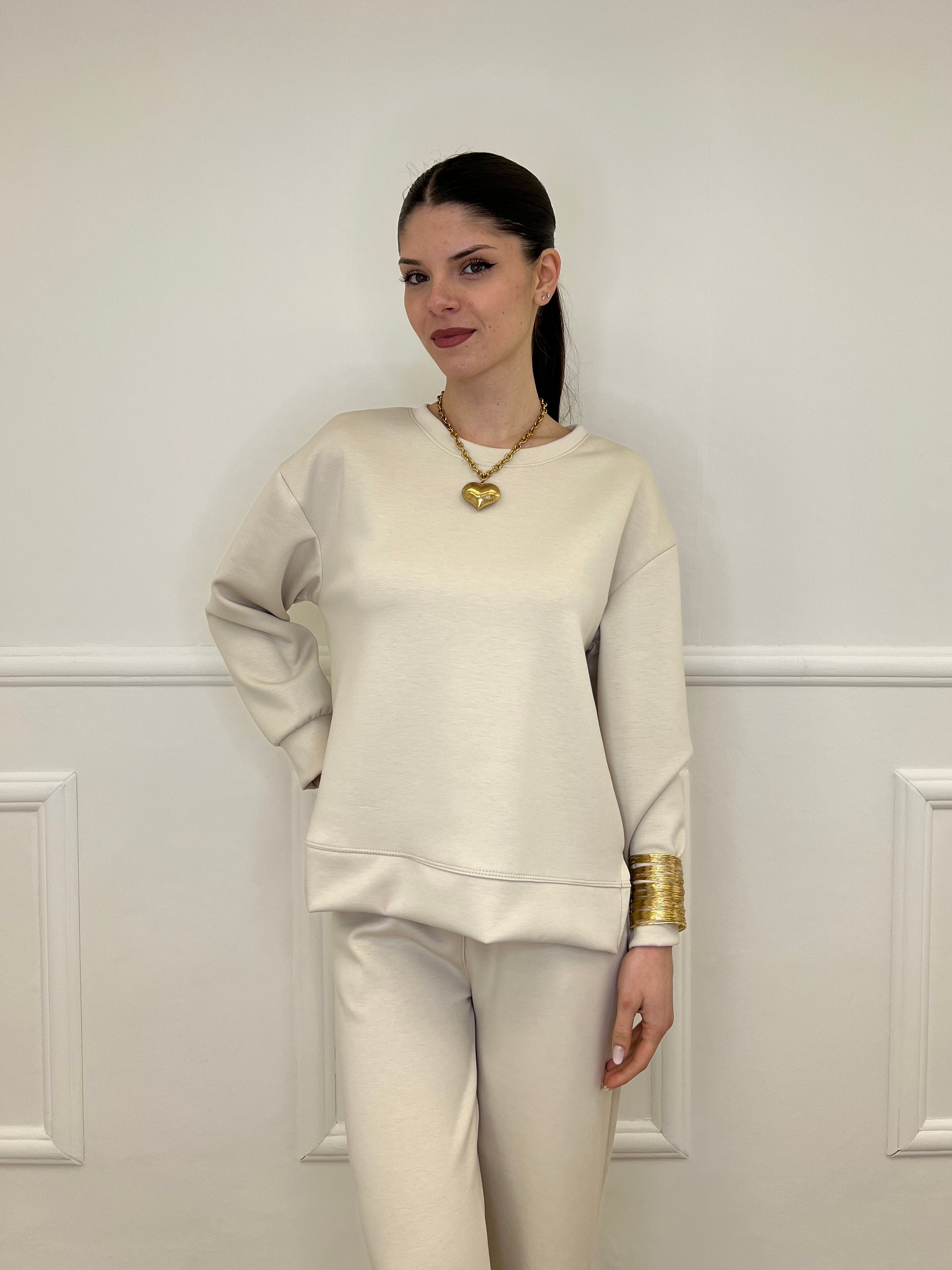 Tuta Over Girocollo 19143 Beige