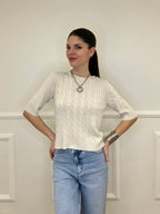 Maglia Trecce Barchetta 6524 Ecru