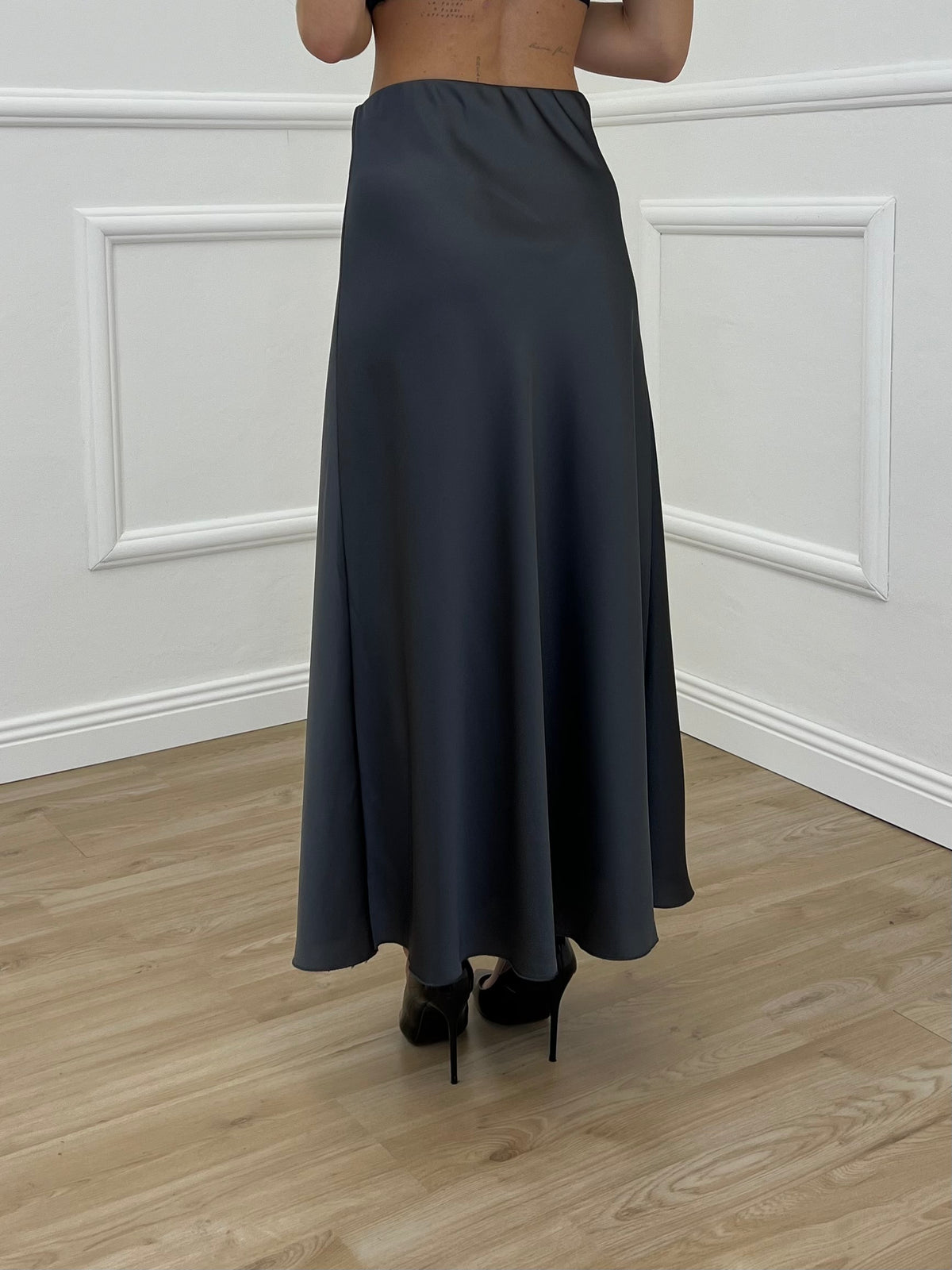 Gonna Longuette Satin 2236 Piombo