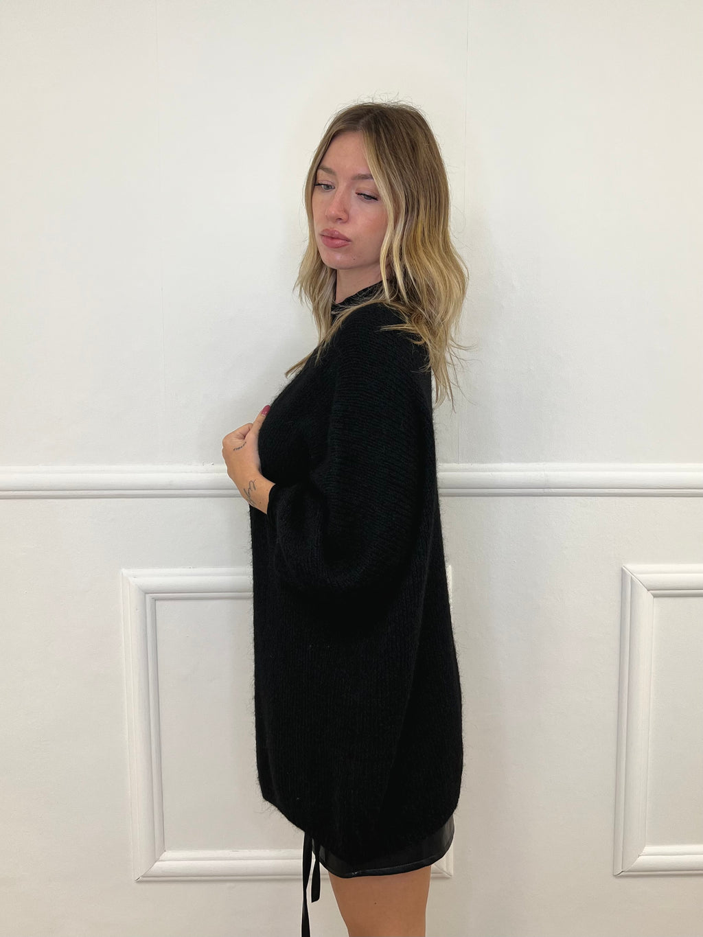 Cardigan Aperto Mohair 5021 Nero