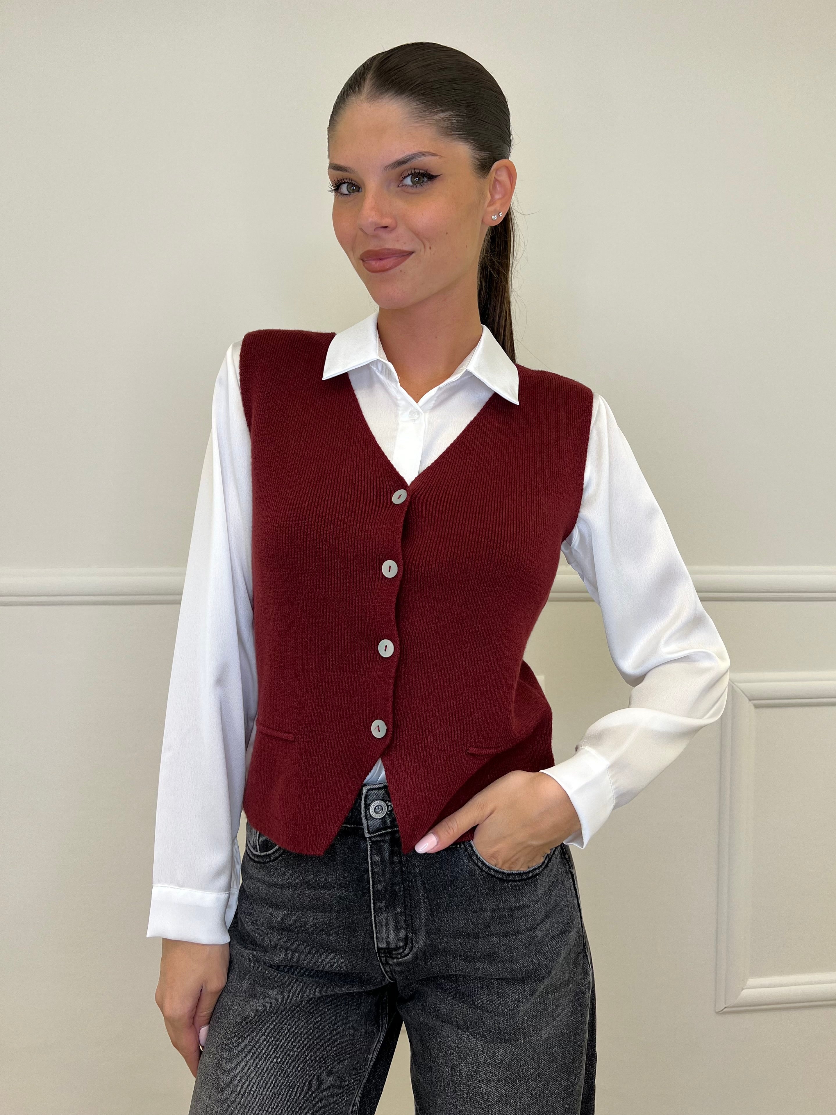 Gilet in Maglia 5013 Bordeaux
