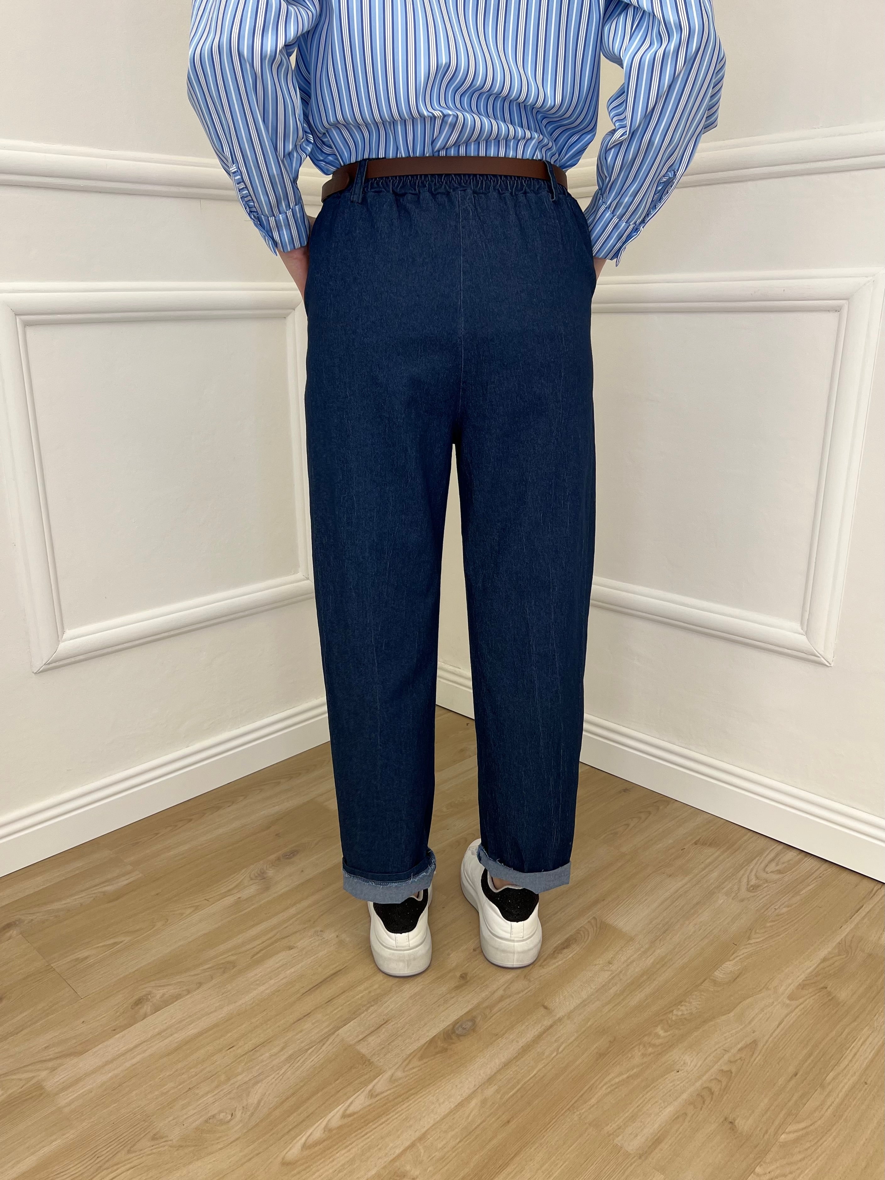 Pantalone Balloon Chambray 36893 Blu