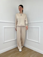 Completo Tuta Strass 036521 Ecru