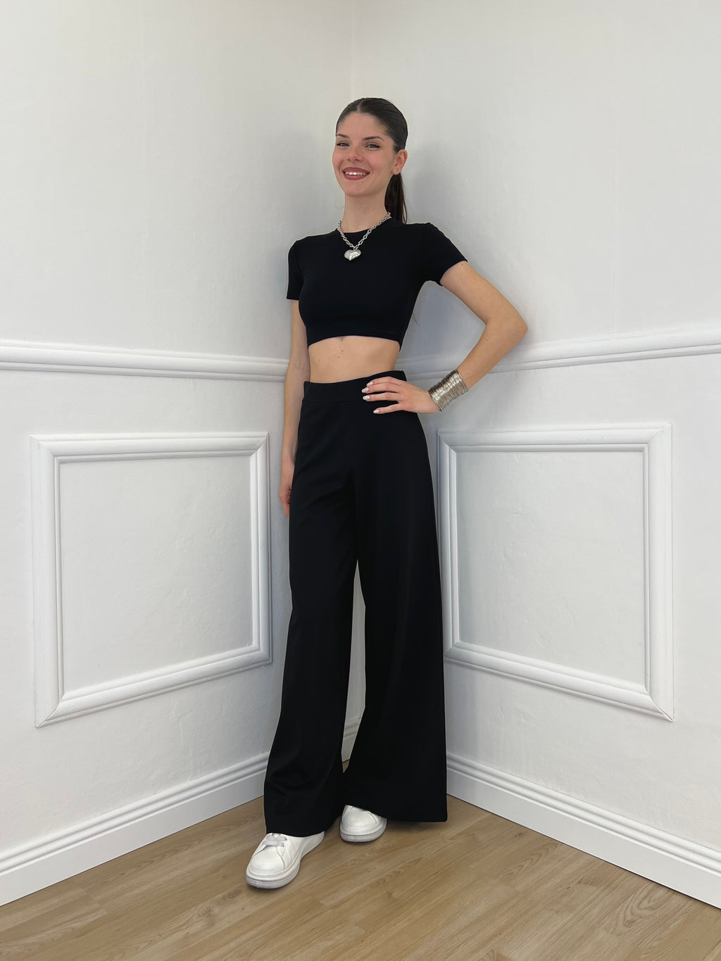 T-shirt Crop Lumina LC240001 Nero
