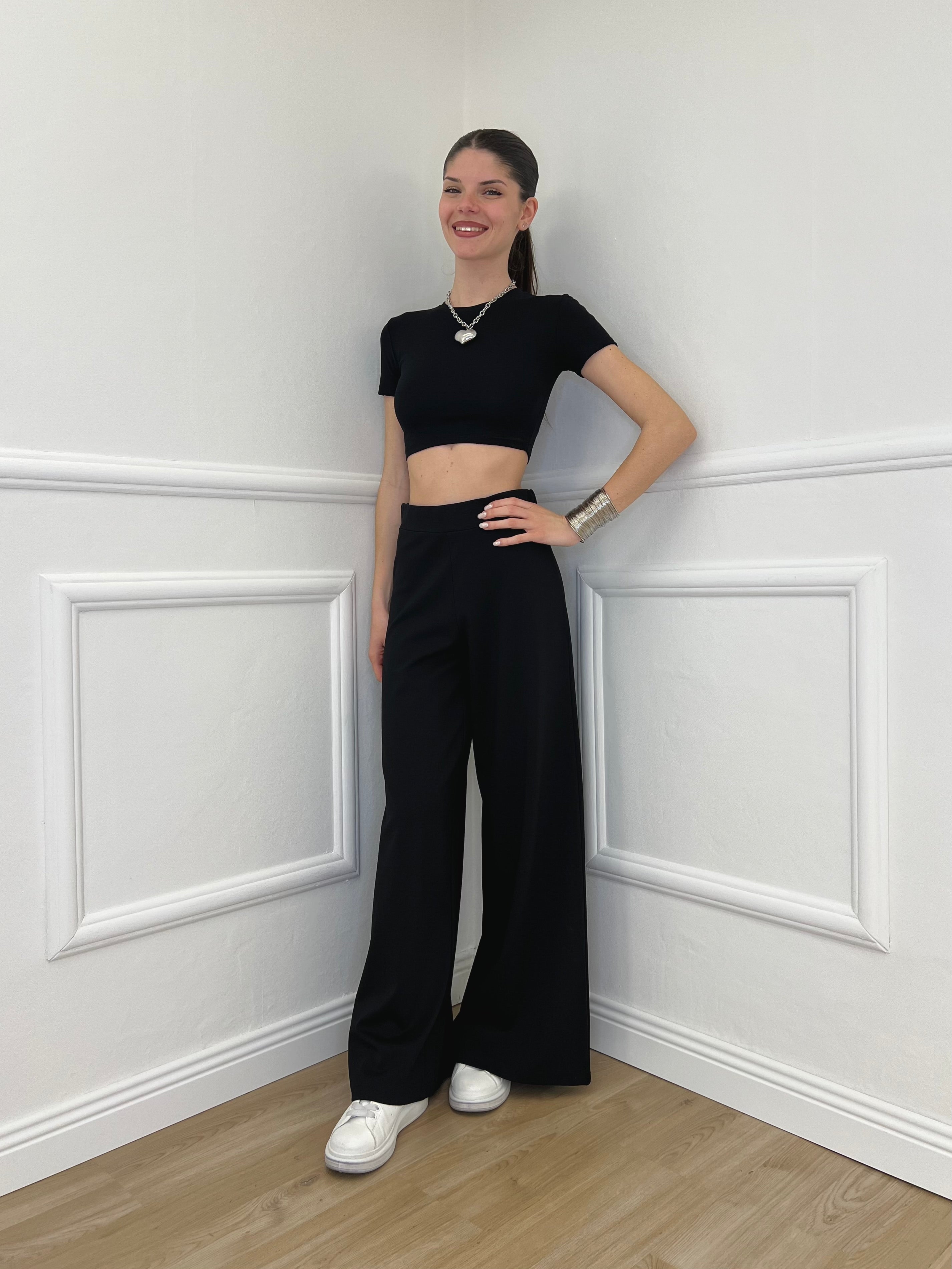 T-shirt Crop Lumina LC240001 Nero