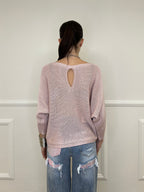 Maglia Lurex Scollo Goccia 645 Rosa