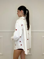 Giacca Camicia Denim Cuori 0805 Bianco