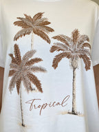 T-shirt Over Palme e Strass