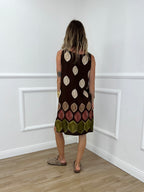 Abito Smanicato Geometrico 26250 Marrone
