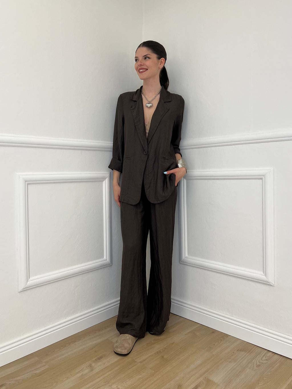 Tailleur In Lino e Tencel 26301 Moro