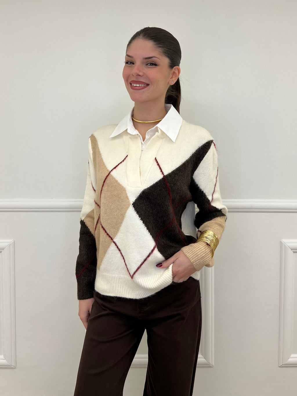 Maglia Camicia Losanghe 11116 Moro