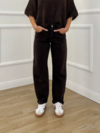 Jeans Mom Fit H3896-2 Marrone