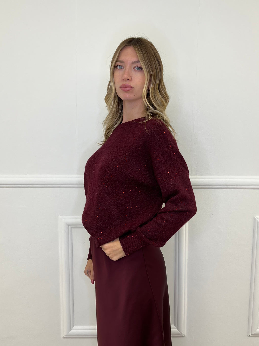 Maglia Over Paillettes 5582 Bordeaux