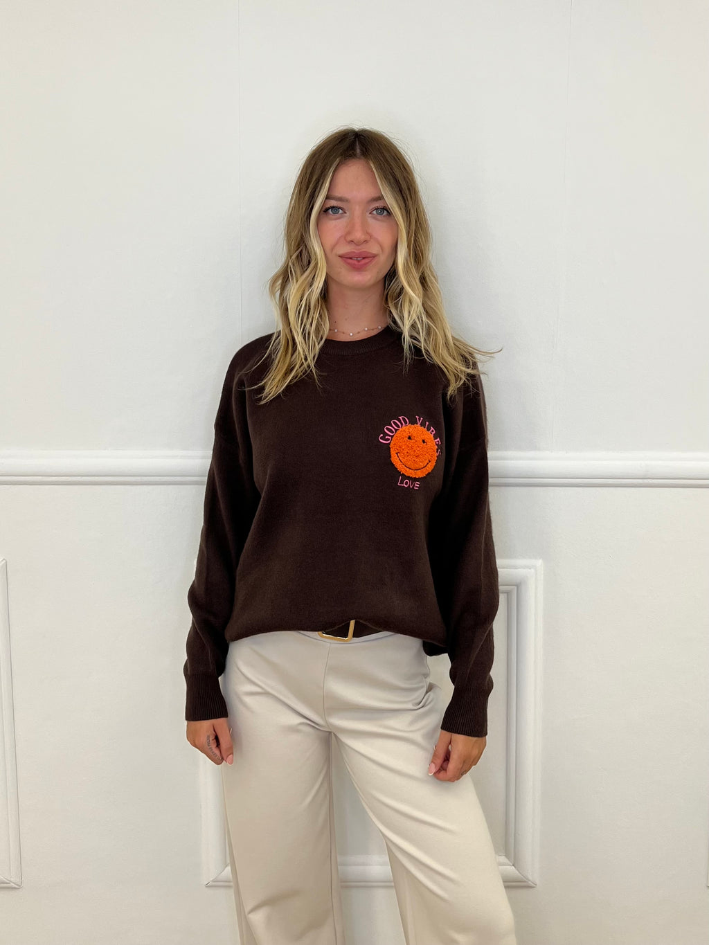 Maglia Over Good Vibes Love S11167 Marrone