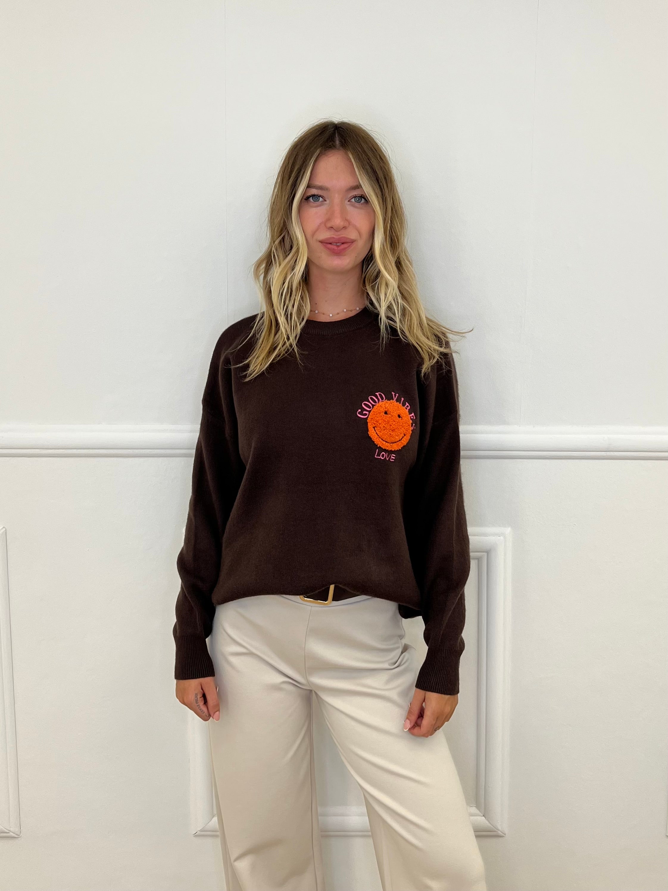 Maglia Over Good Vibes Love S11167 Marrone