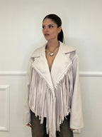 Fringed Coat Jacket 11903 Cream