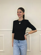 Maglia Trecce Barchetta 6524 Nero