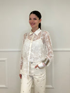 Twin Set Camicia in Pizzo e Top Y7097 Ecru