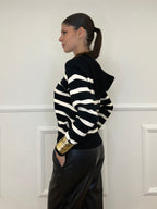 Felpa in Maglia Righe 8130 Nero