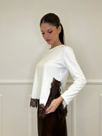 Sweater with Lace 55777 White