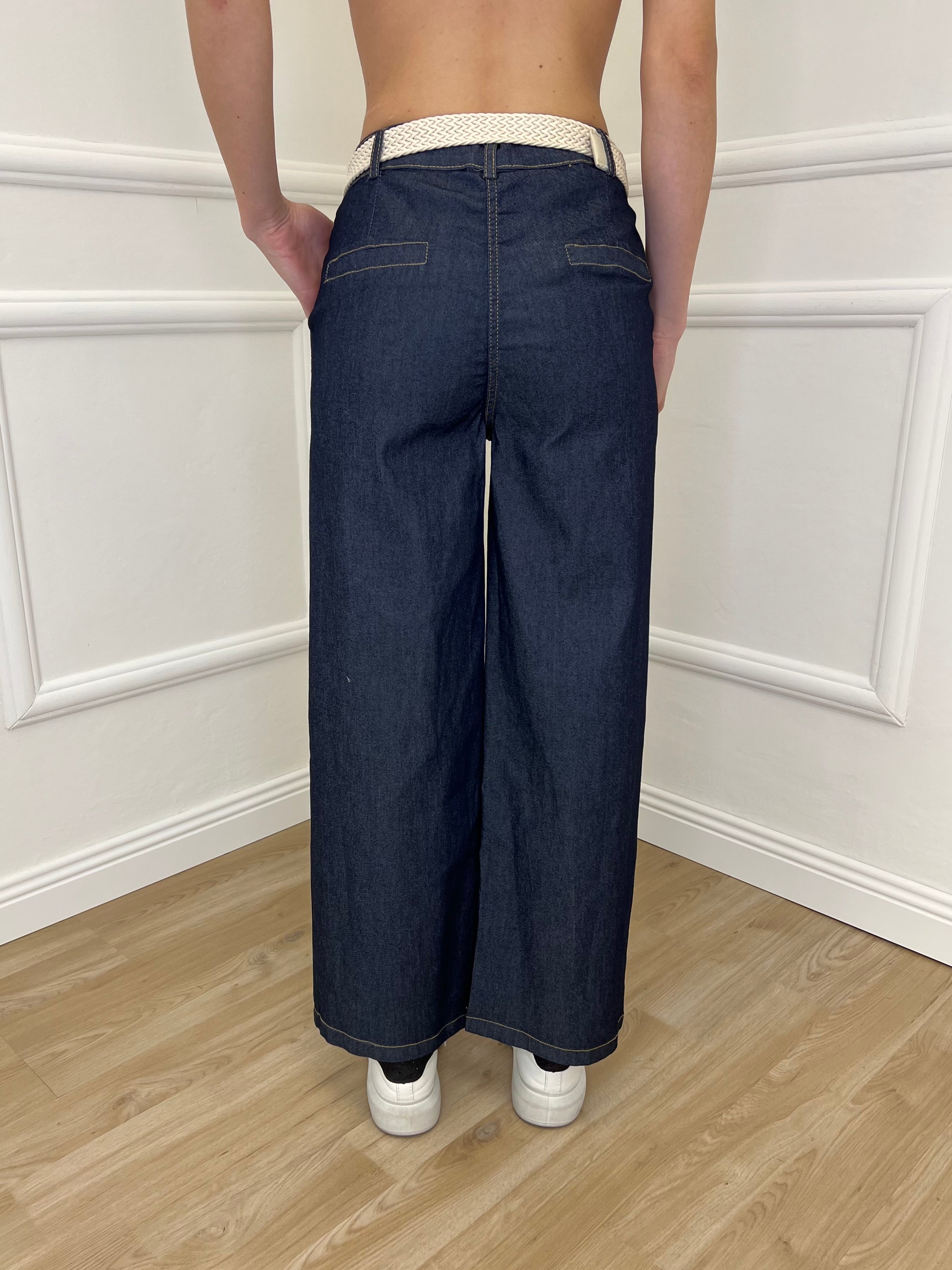 Pantalone Gaucho Chambray 9122 Blu