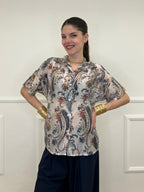 Camicia Paisley in Tencel 25155 Blu