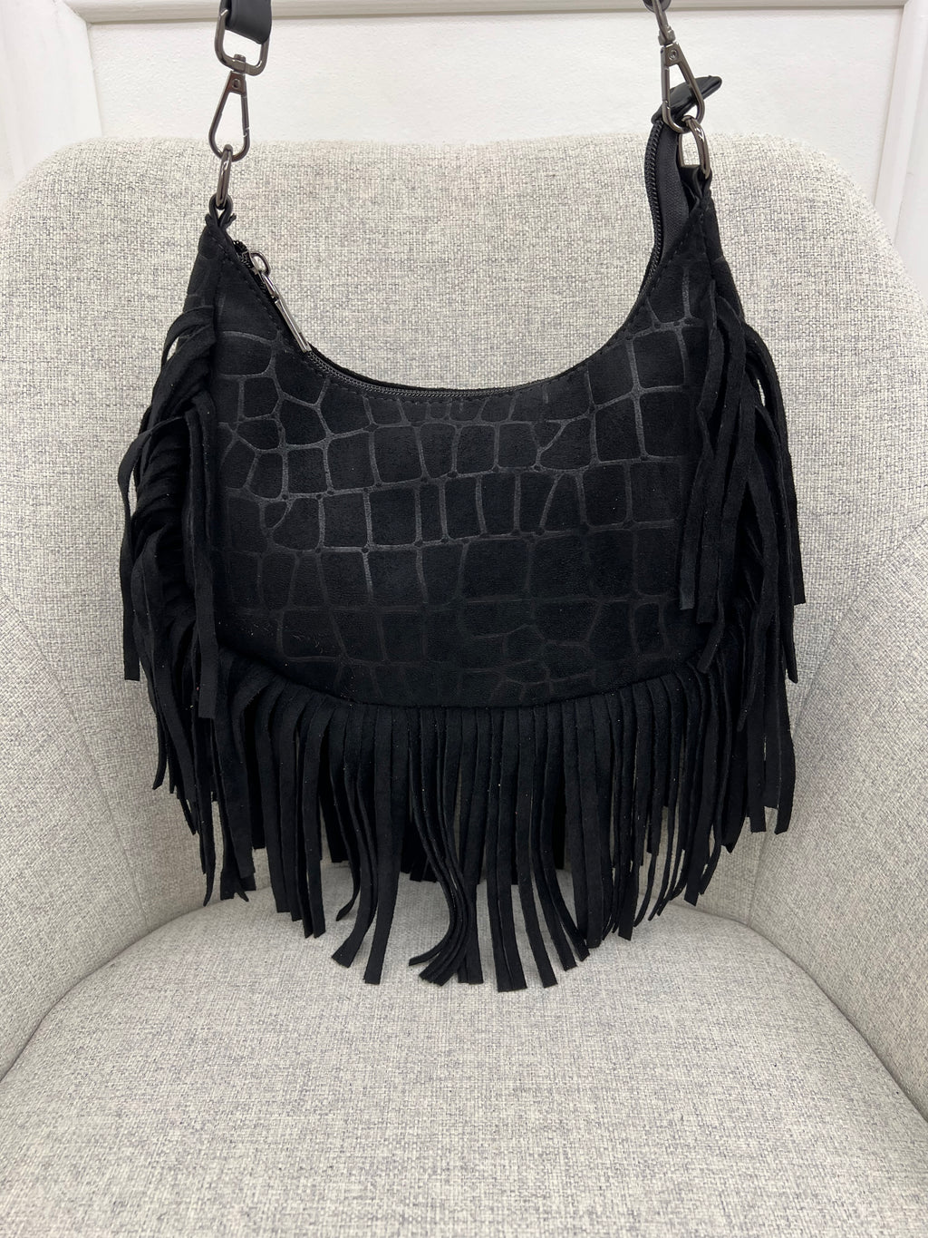Borsa Hobo Scamosciata Frange 90677