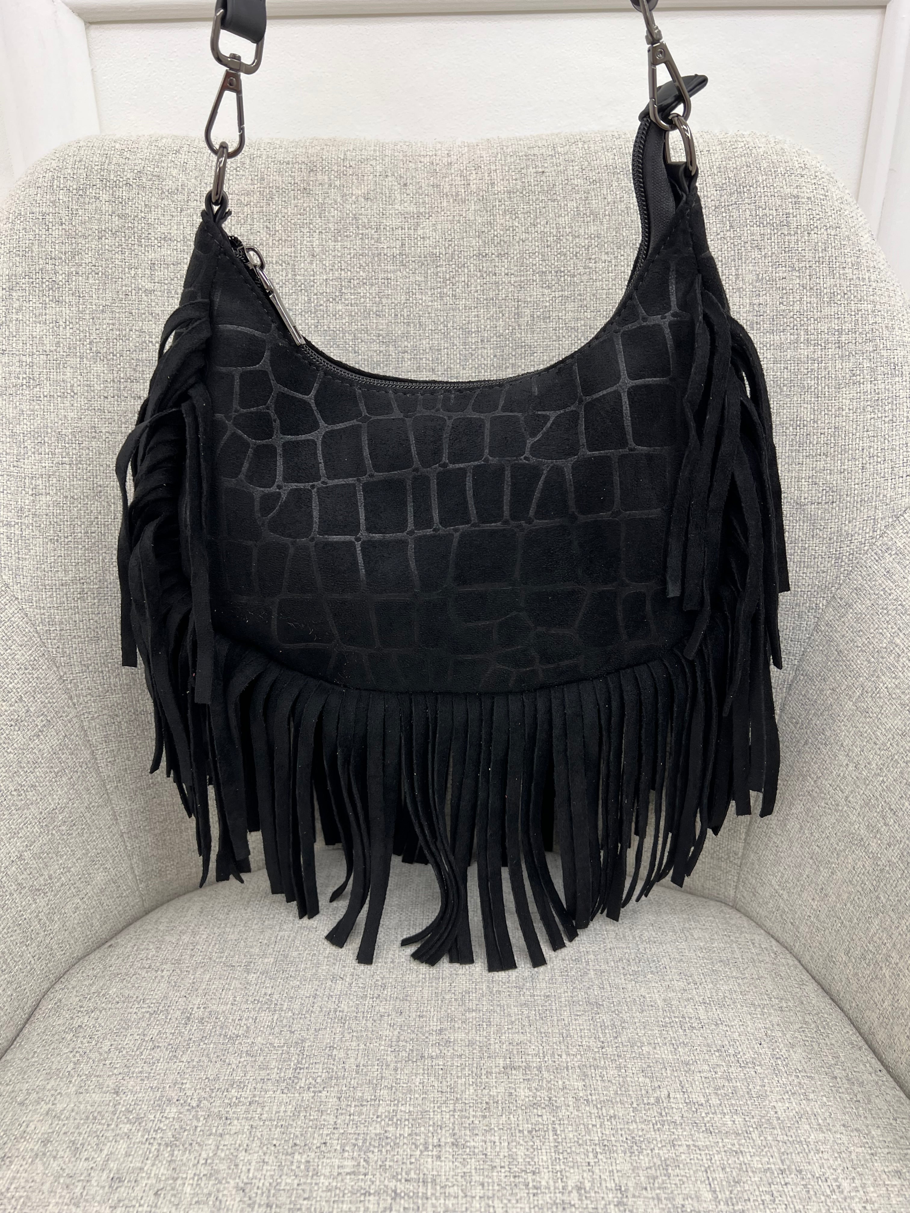 Borsa Hobo Scamosciata Frange 90677