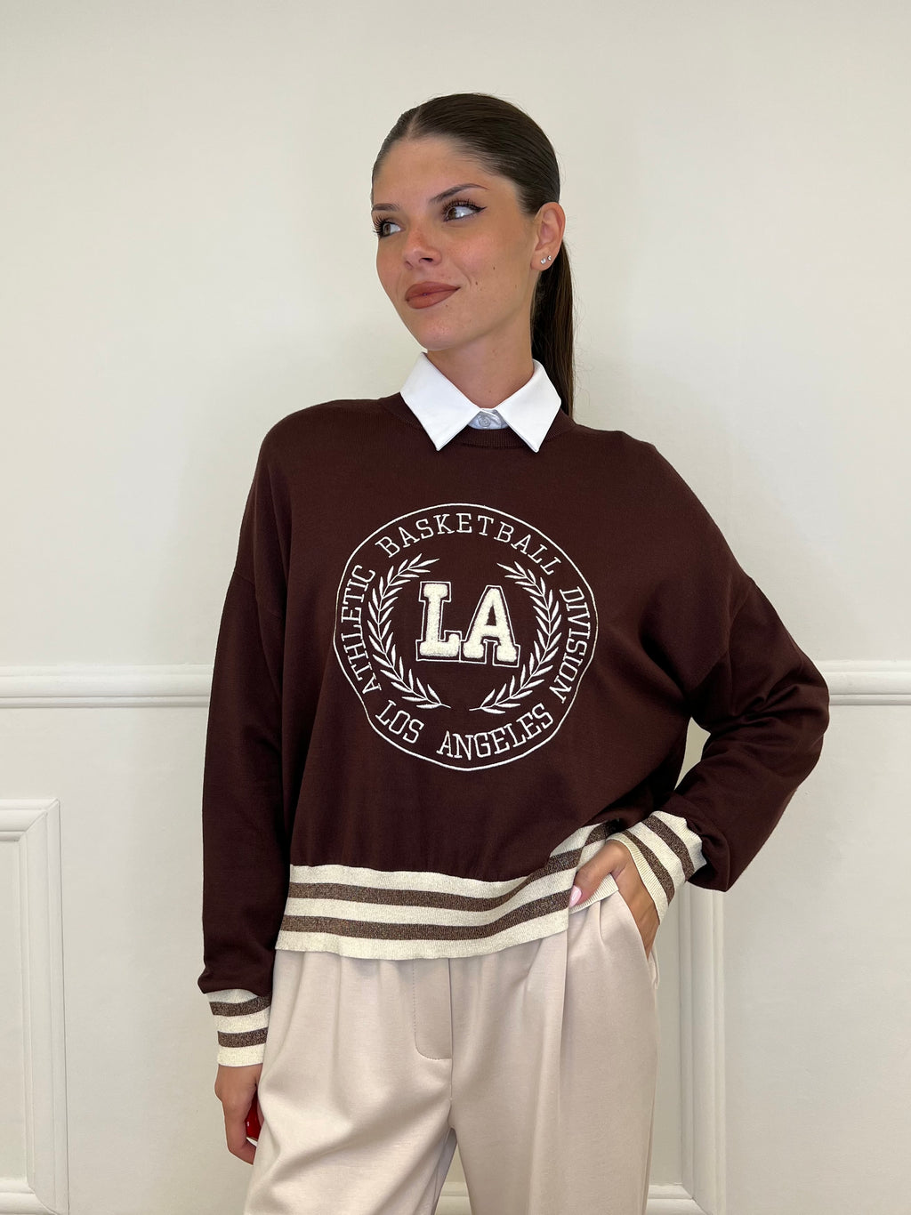 Maglia College Scatoletta BJ45 Caffè - Bazar Abbigliamento