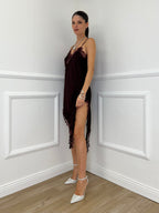 Vestito Asimmetrico Pizzo 19652 Burgundy