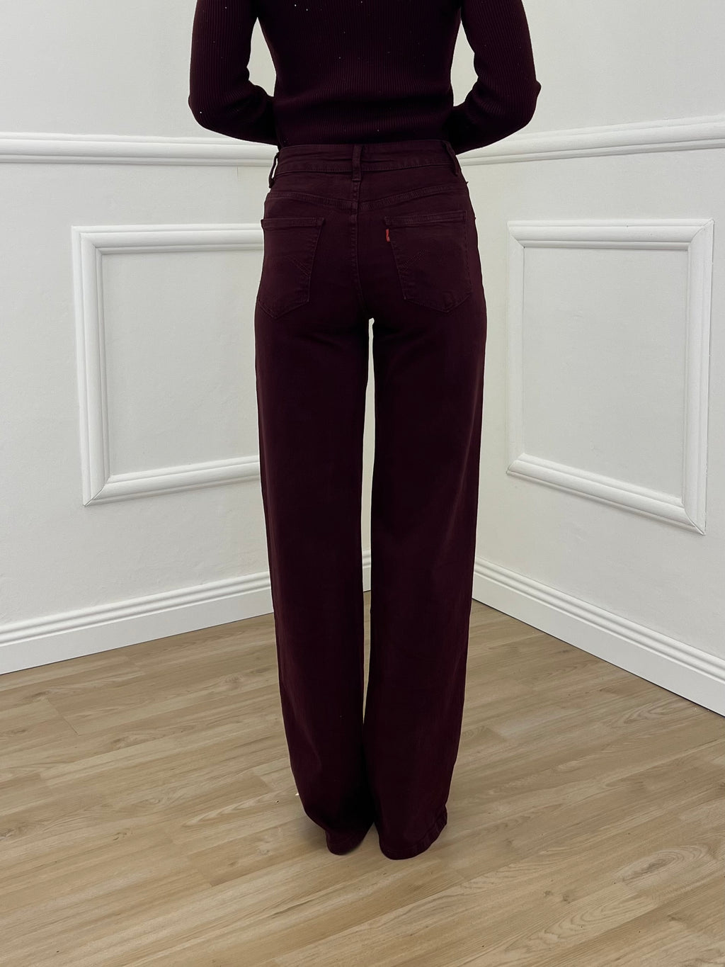 Jeans Wide Leg H3873-5 Burgundy
