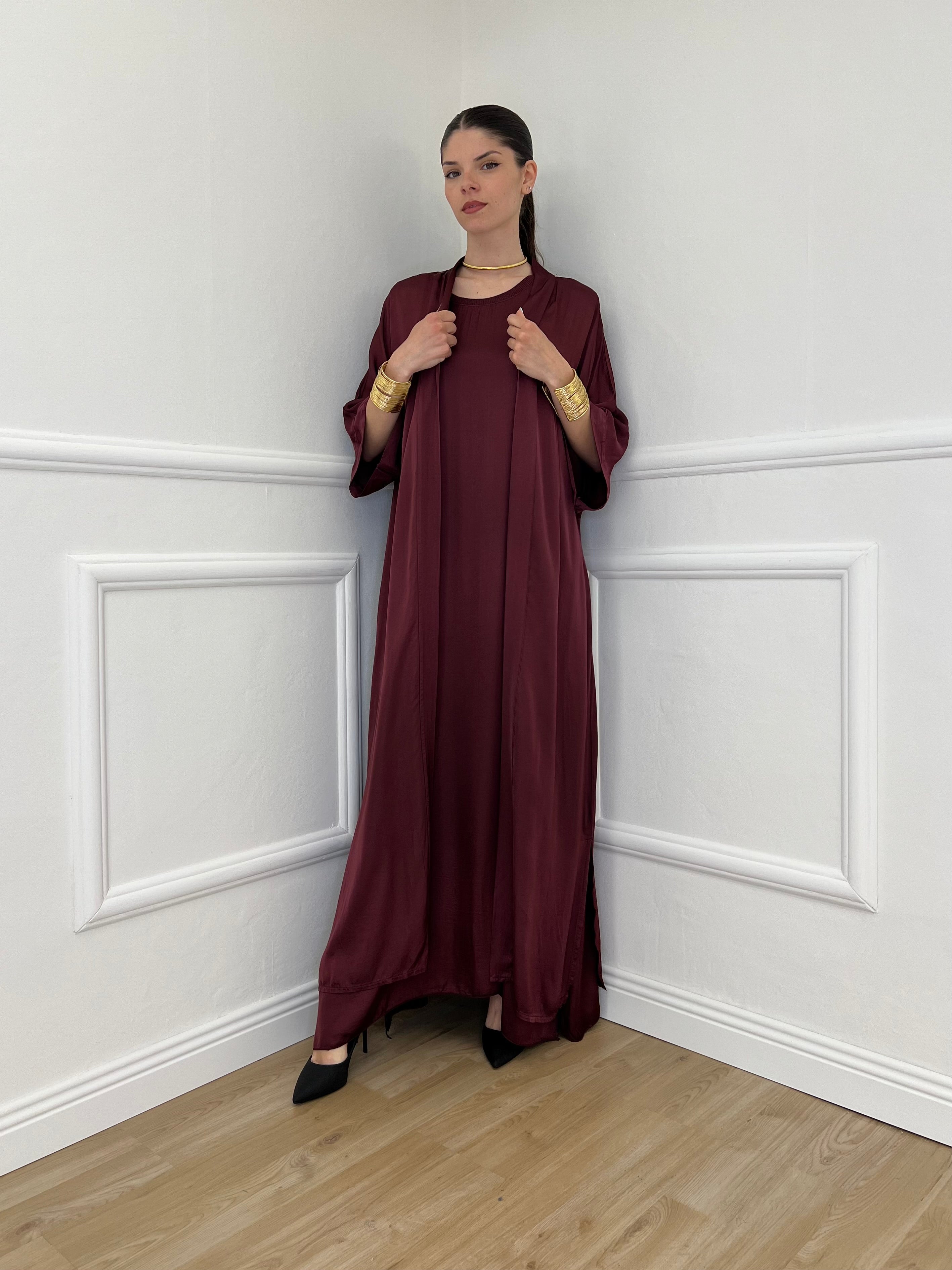 Maxi Cardigan Seta e Viscosa 2603 Burgundy
