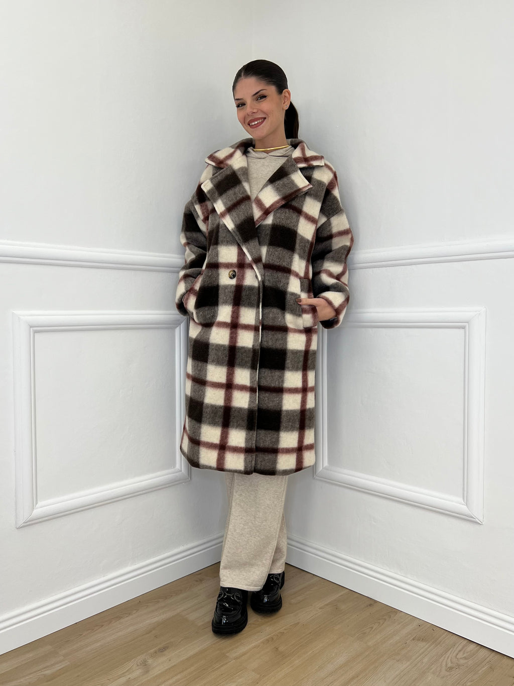 Cappotto Madras Doppiopetto 57080 Burgundy