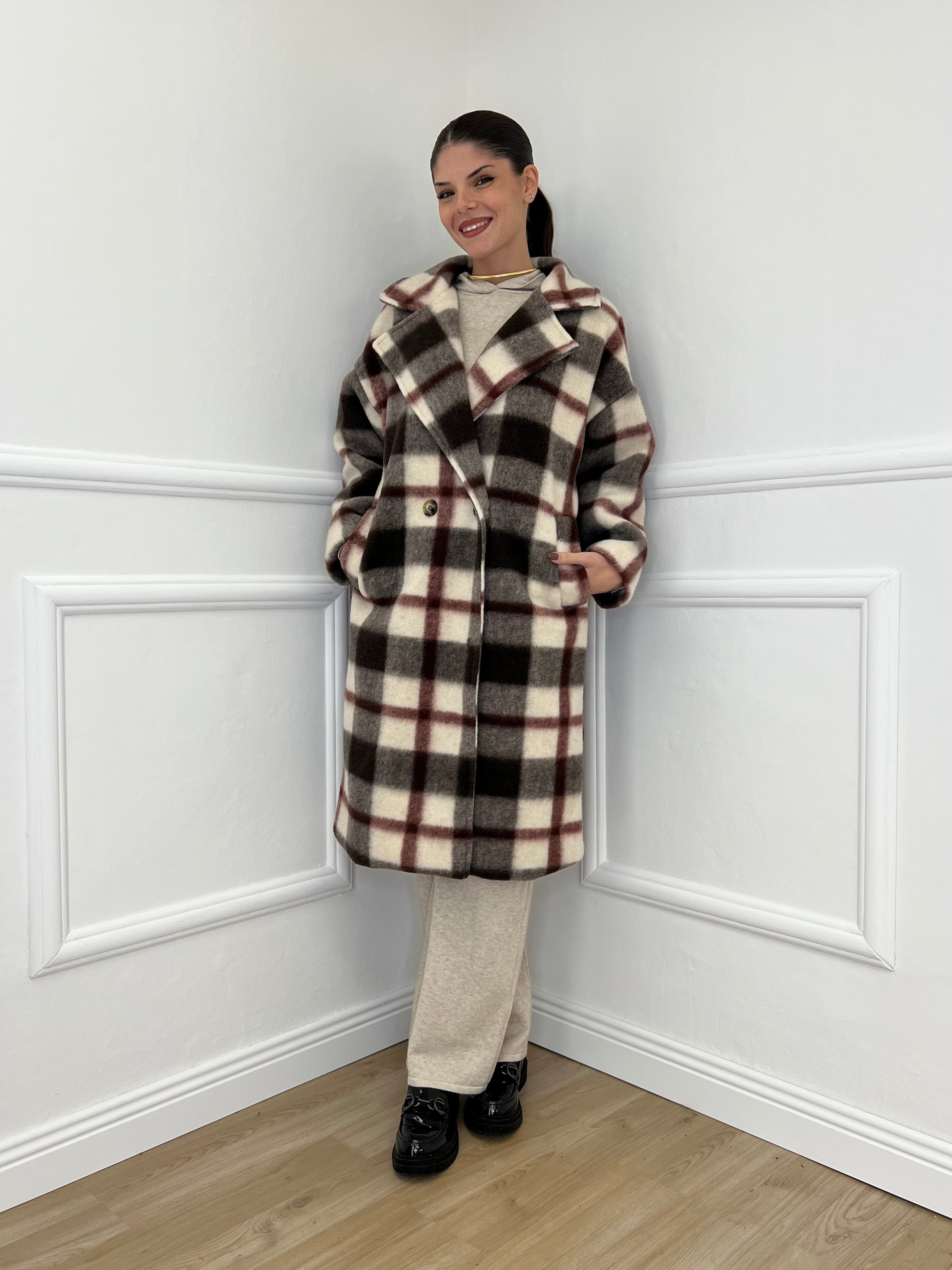 Cappotto Madras Doppiopetto 57080 Burgundy