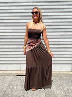 Abito Fascia Jersey Con Foulard 22556 Marrone