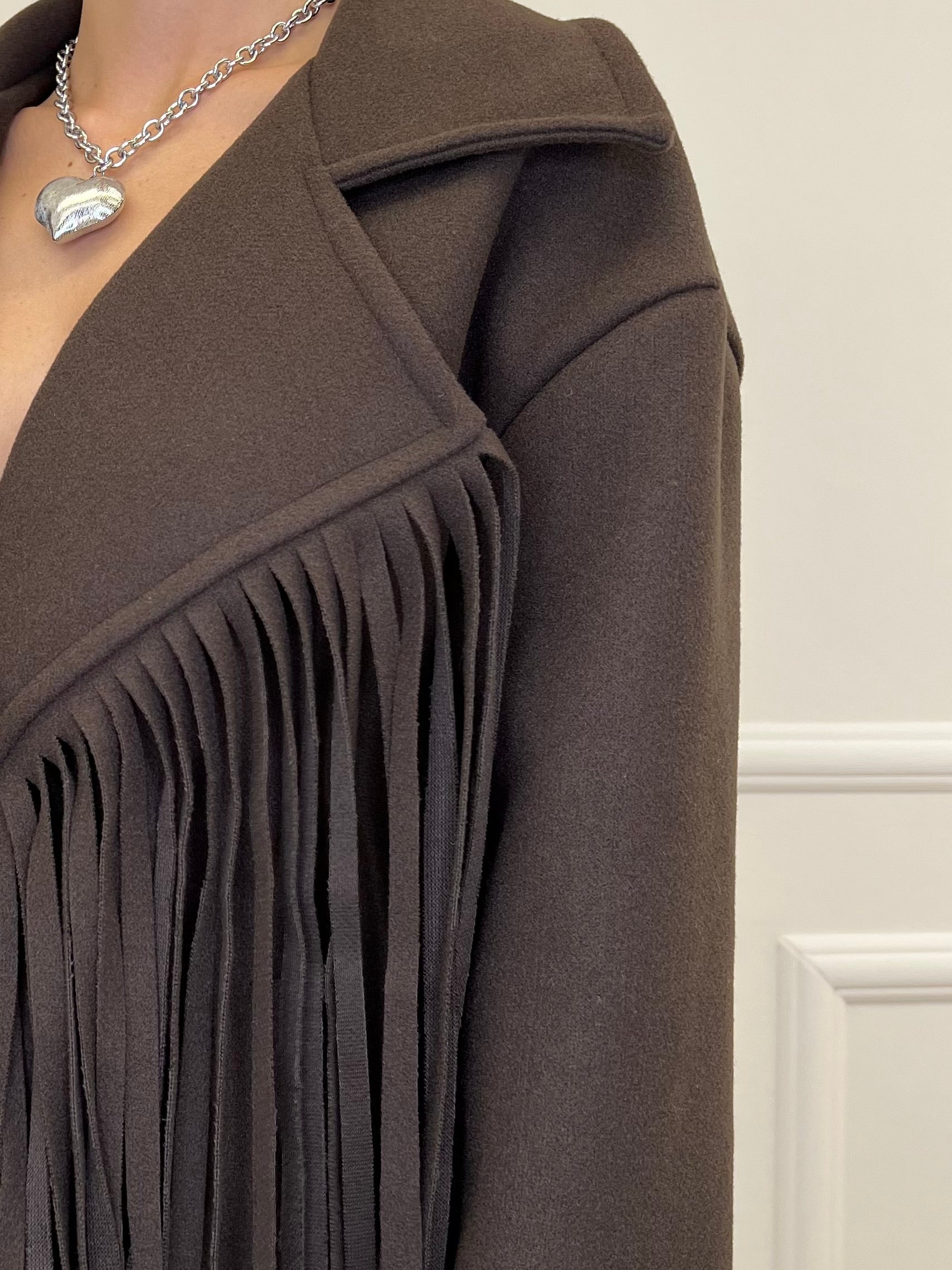 Giacca Cappotto Frange 11903 Moro