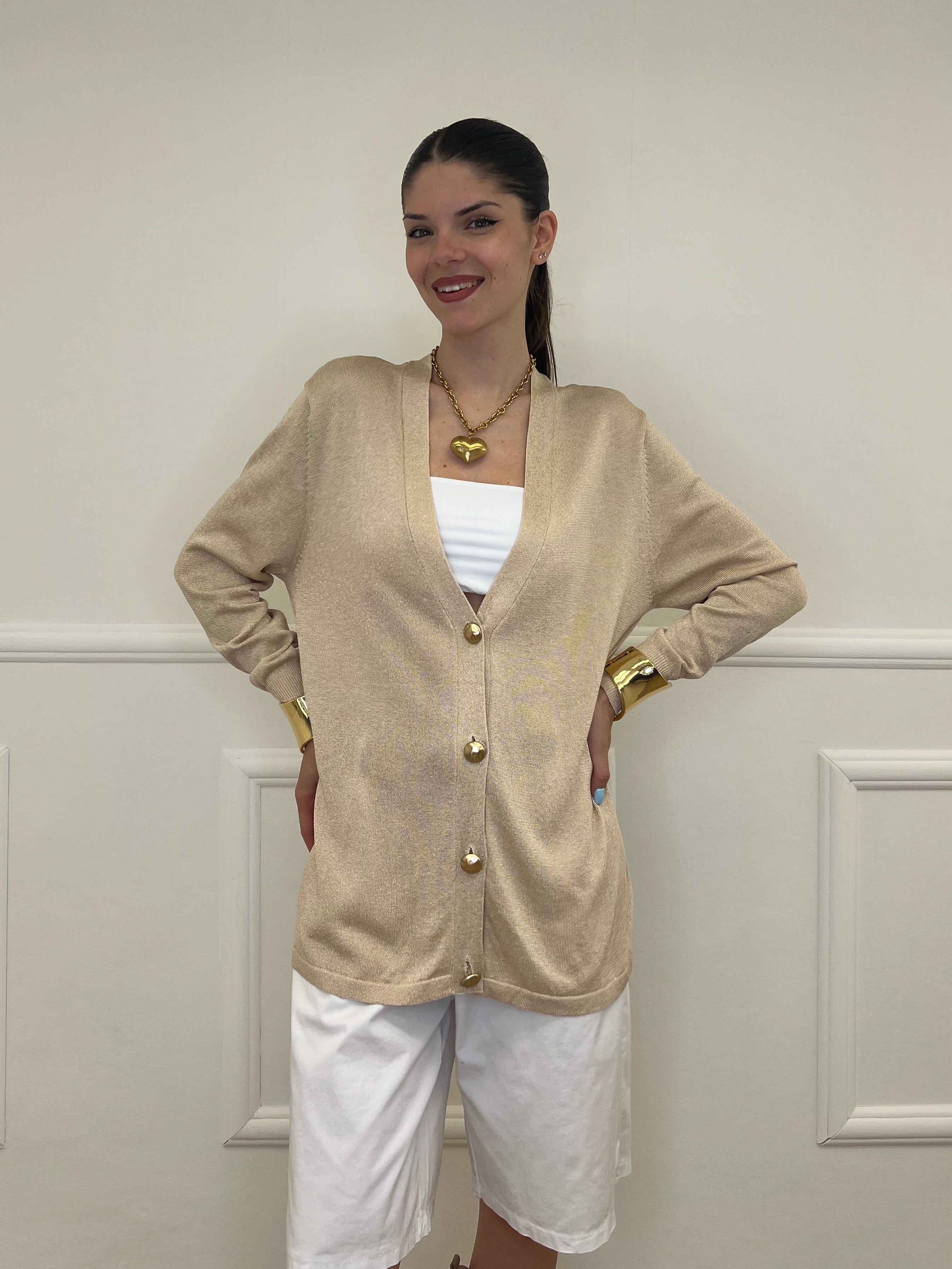 Cardigan Lurex Oversize 88081 Oro