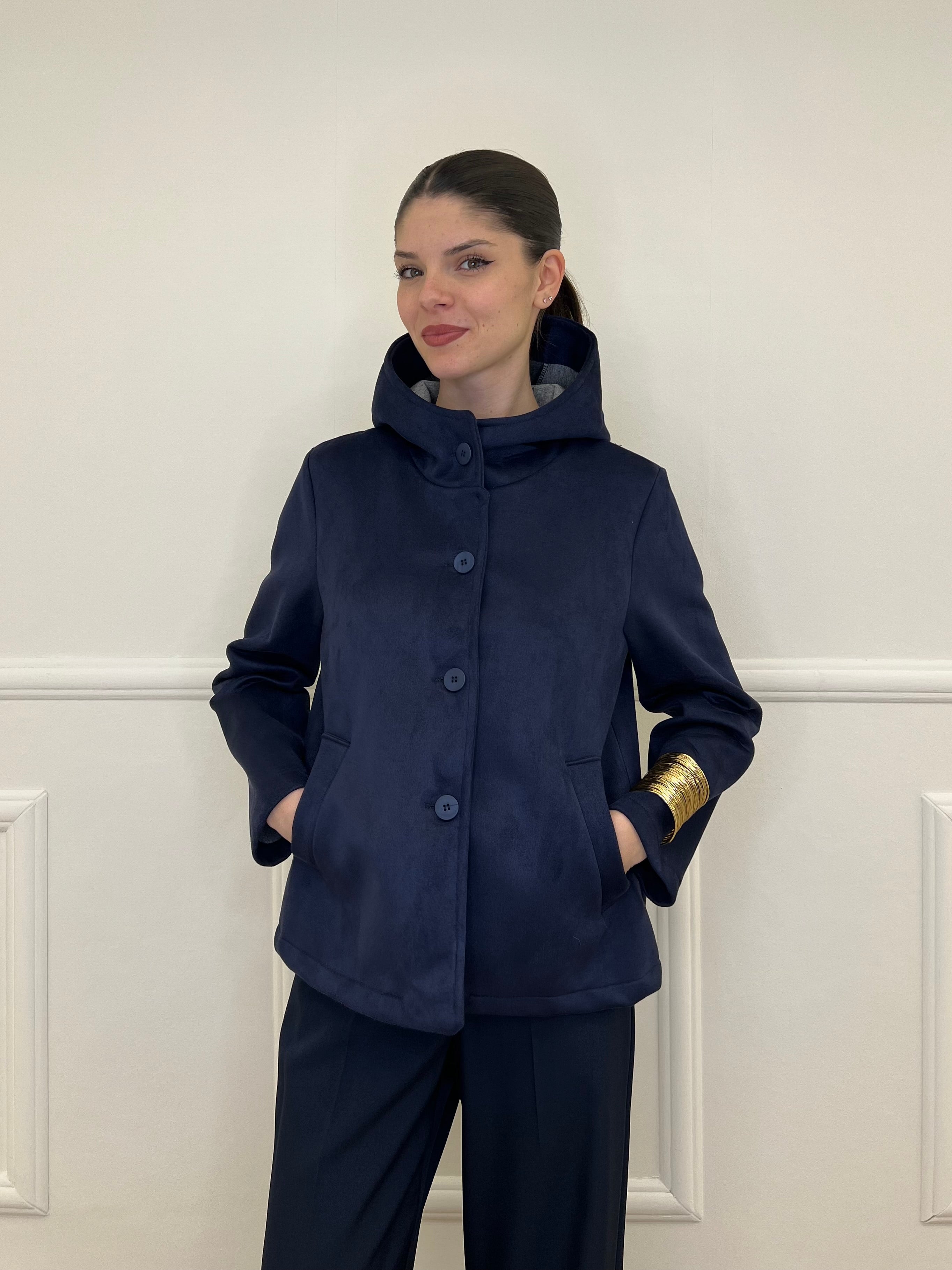 Giacca Scuba Effetto Scamosciato 852 Blu