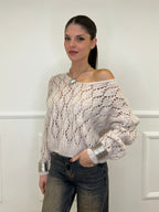 Maglia Losanghe Traforata 3191 Ecru