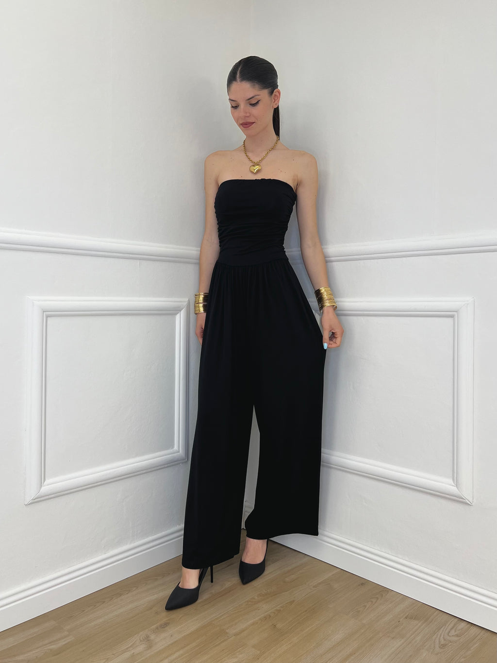 Tuta a Fascia Con Foulard 22498 Nero