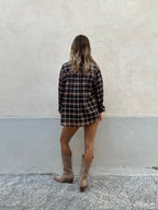Camicia Madras Paillettes C283 Marrone