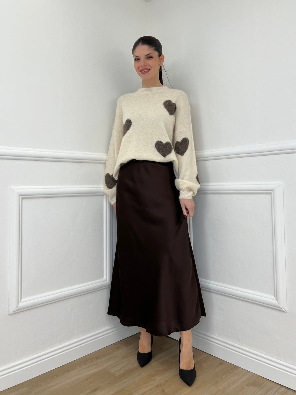 Maglia Shetland Cuori 2405 Ecru