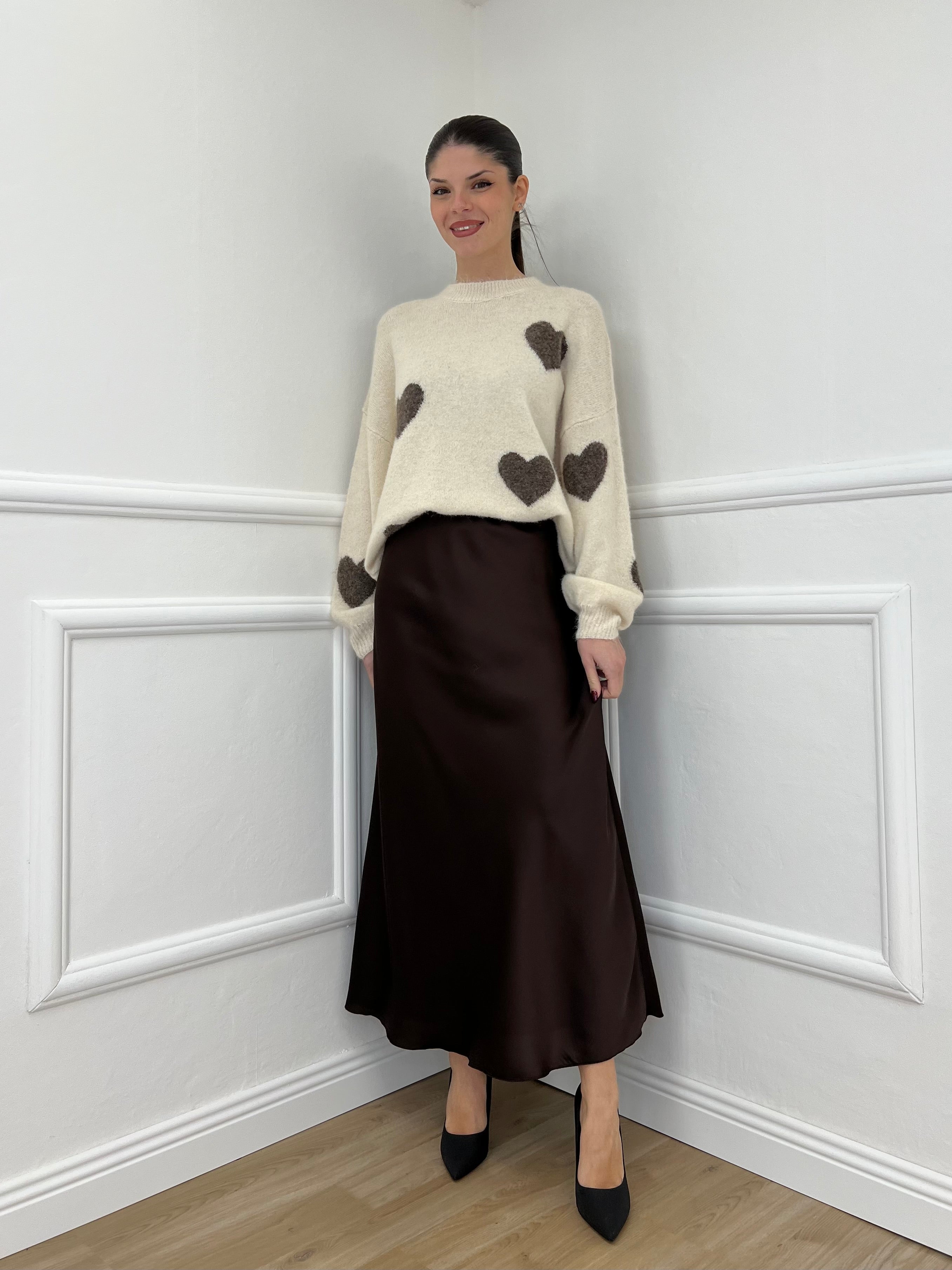 Maglia Shetland Cuori 2405 Ecru