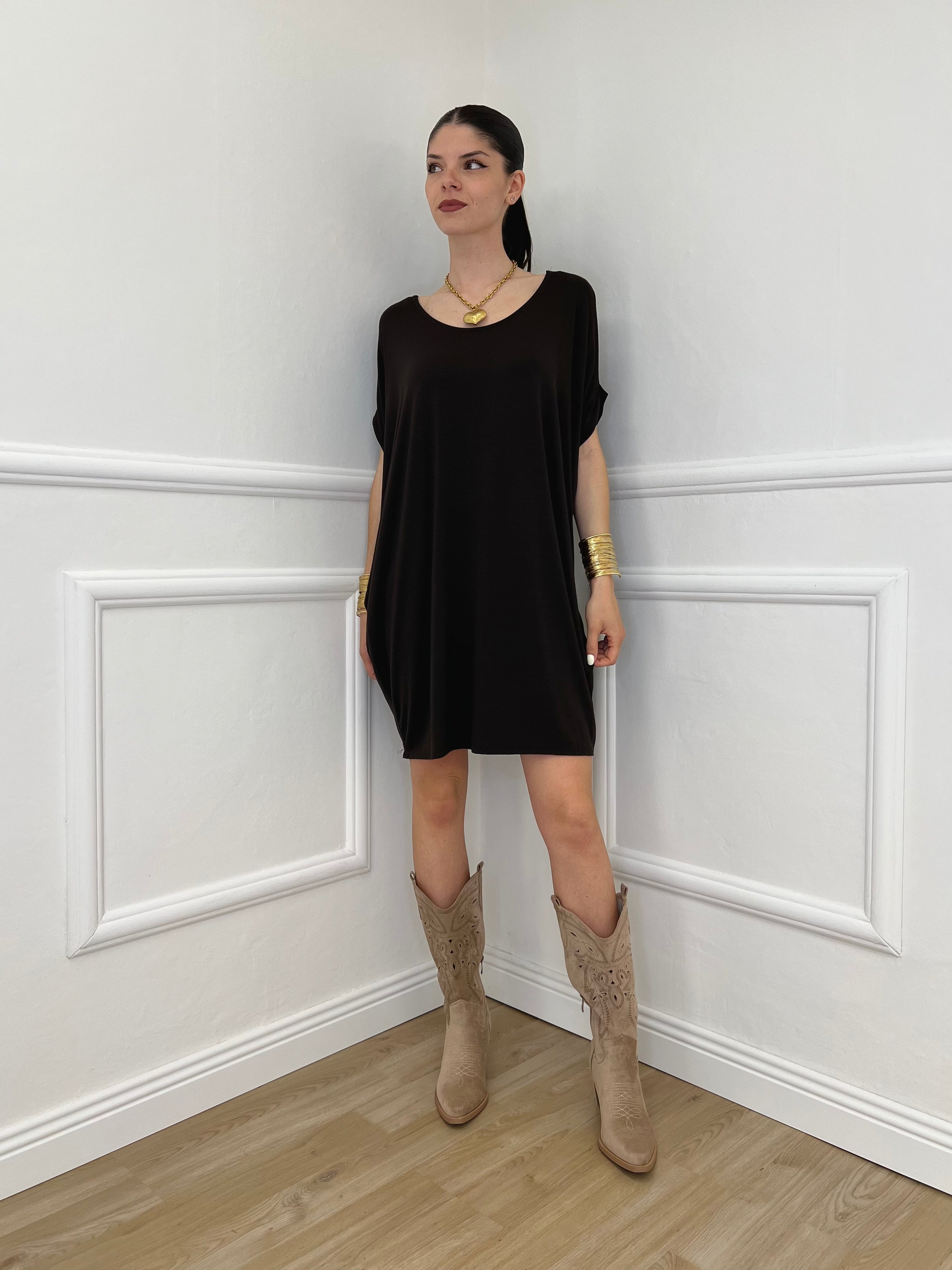 Abito Oversize Viscosa 9980 Marrone