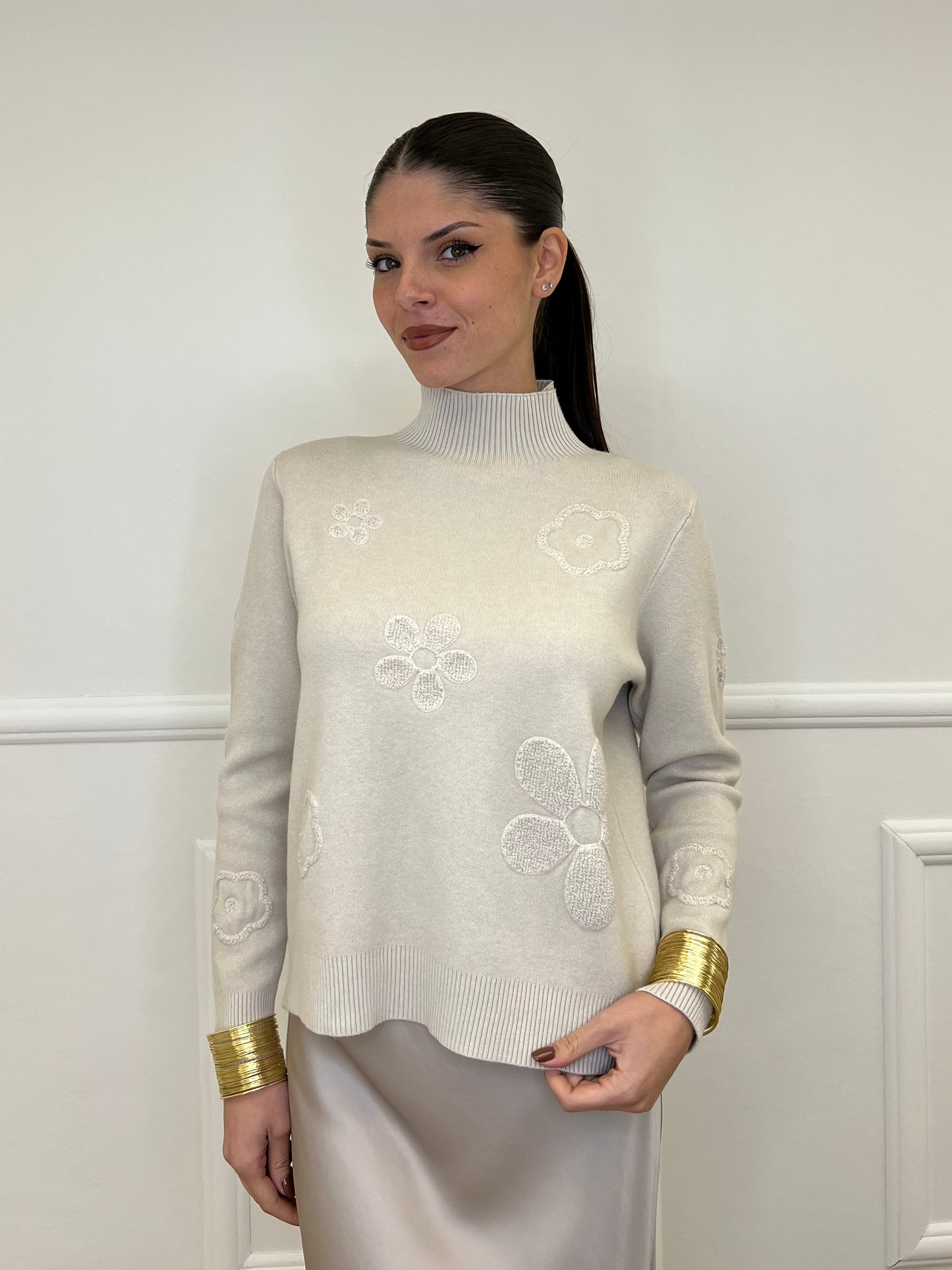 Maglia Flowers 5588 Ecru